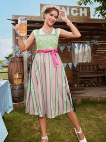 Chiquease 女士宽肩带腰带全身印花拼接休闲连衣裙 - 彩色 - 查看 5