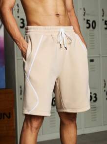 Manfinity Sport Corelite Boyfriend-Stil Herren Shorts mit Taillenbindung und Taschen, lässige Sportshorts, Schul-Jogginghose - Khaki - Übersicht 5