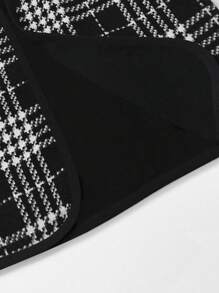 INAWLY Women's Autumn Casual Plaid Regular Jacket Fall Cloth For Women - Black and White - View 4
