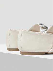 MOTF PREMIUM WOMEN'S FASHIONABLE SILVER DECORATIVE FLAT SHOES, FOR NEW YEAR HOLIDAY, SPRING SHOES SPRING BREAK EASTER - Beige - View 5