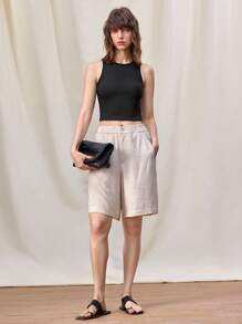 Manfinity VCAY Men Woven Straight Casual Short Loose Casual Straight Shorts Suitable For Summer - Apricot - View 2