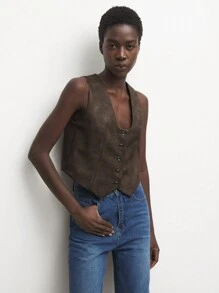 BizChic Vintage Style Casual Vest Jacket, Spring Autumn - Green - View 4