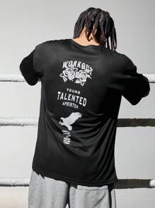 Gym Rark Camiseta deportiva básica con gráfico de eslogan para hombre, parte superior transpirable para entrenamiento - Negro - View 1