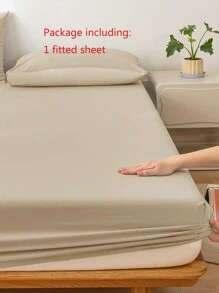 1件 100%純棉床笠，紗染水洗棉，亞麻質感，適用於35cm厚床墊，男女通用宿舍寢具，宿舍裝飾，極簡風格臥室裝飾 - 卡其色 - 查看 2