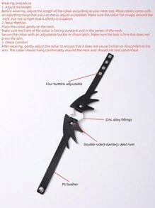 恶魔之翼设计心形扣环颈链，适合节日 - 黑色 - 查看 7