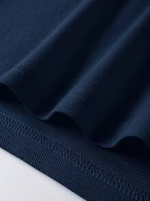 Manfinity Homme 男士夏季条纹短袖休闲通勤 Polo 衫 - 寶藍色 - 查看 3