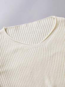 SHEIN Unity Set pulover tricotat cu decolteu în V pentru damă, culoare solidă, stil elegant și moale