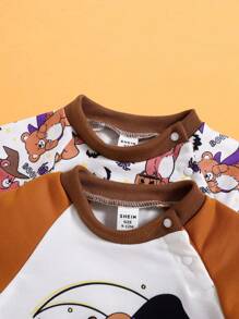 SHEIN Set de 2 bodys de manga larga con estampados de animales, calabazas y temas de Halloween, para niño bebé, apropiado para fiestas - Multicolor - Ver 7