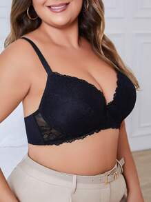 DesireSculpt Áo ngực ren gọng cỡ lớn, nâng ngực - màu đen - Xem 4