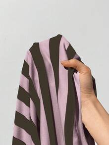 SHEIN Essnce Plus Size Nữ Mùa Hè Áo thun sọc xẻ tà dáng rộng mùa hè - Màu tím hoa cà - Xem 6