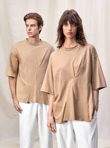 Manfinity INSISELF Camiseta casual de cuello redondo de manga corta de punto para hombre, adecuada para el uso diario en verano