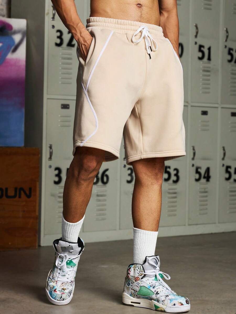 Manfinity Sport Corelite Boyfriend-Stil Herren Shorts mit Taillenbindung und Taschen, lässige Sportshorts, Schul-Jogginghose - Khaki - Übersicht 1