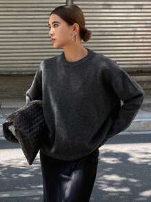 DAZY Casual Round Neck Women Knitted Sweater