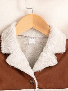 Chaqueta de estilo de moda con manga larga, solapa y botones para bebé niña