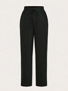 Elaquor Pantalones estrechos de unicolor informales de talla grande - Multicolor - Ver 3