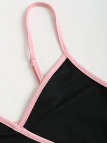 Sweetra Conjunto casual de 3 piezas con top corto de manga larga cuello redondo con ribete a color, camiseta interior y pantalón ancho de pierna plisada