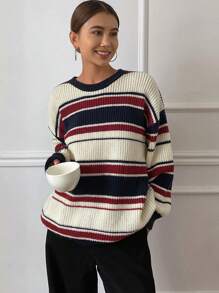 DAZY Women's Casual Colorblock Striped Sweater, Autumn And Winter,Long Sleeve Tops,Fall Women Clothes - Multicolor - View 5
