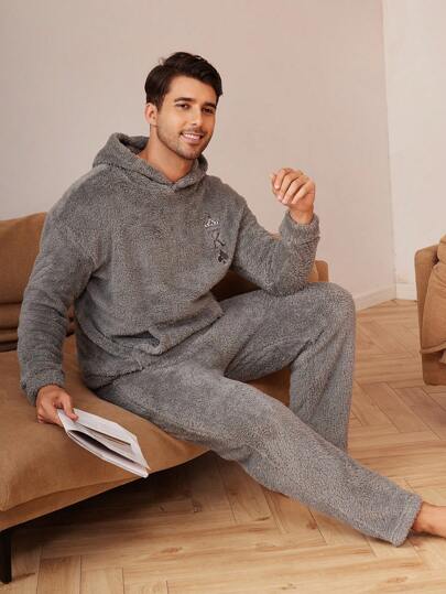 Pánská souprava s kapucí, dlouhým rukávem a kalhotami, společenským oblečením a výšivkou z hracích karet, podzim/zima