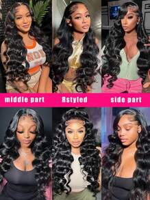 Eulisi Wear And Go 无胶假发 人发 预拔 预剪 5x5 蕾丝闭合假发 波浪前蕾丝假发 女士人发 180 密度 自然黑色 - S1 - 查看 9