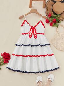 SHEIN VCAY Women's Color Block Border Spaghetti Strap Vacation Dress - Multicolor - View 1