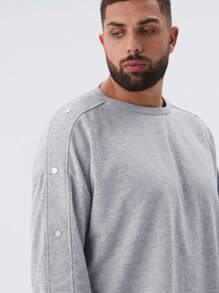 Manfinity NXTstreet Set de 2 piezas de talla grande de sudadera con capucha entallada suelta de punto y pantalón de chándal recto con cordón en la cintura para hombres