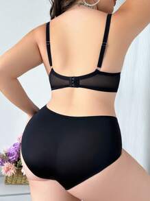 SHEIN Bộ 2 chiếc áo ngực ren trái tim quyến rũ cỡ lớn có gọng, đồ lót, nâng ngực - màu đen - Xem 2