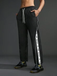 SHEIN Sports Pantaloni sport moale, comozi, pentru femei - Negru - Vizualizare 4