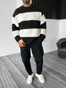 Manfinity Homme Men's Patchwork Pullover Hip-Hop Style Sports Leisure Sweatshirt