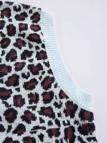 ROMWE MEN Street Life Men's V-Neck Leopard Print Sleeveless Buttoned Cardigan, Wild Fashionable Personalized Design - Blue - View 8