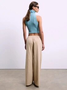 Casual Low Waisted Drawstring Pleated Straight Cargo Pants Fall Cloth For Women