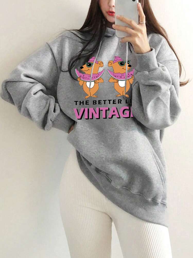 Women's Loose Casual Printed Hoodie For Daily Wear , Women Hoodie Sweatshirt,Fall Clothes