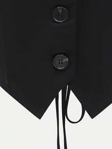 SHEIN Unity Áo khoác cổ chữ V màu đen không tay trang bị cho quý cô thanh lịch - màu đen - Xem 3