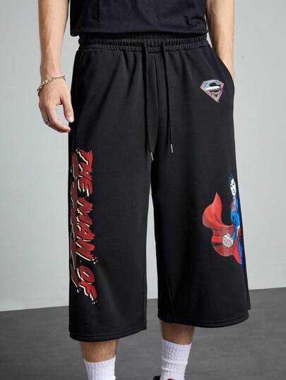 SUPERMAN X ROMWE Men's Character Print Drawstring Pants