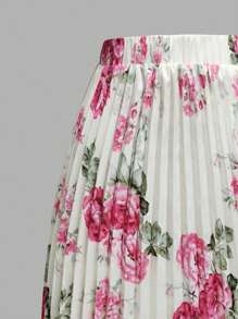 EMERY ROSE Falda maxi plisada con estampado floral elegante para mujer de talla grande, para otoño - Albaricoque - Ver 4