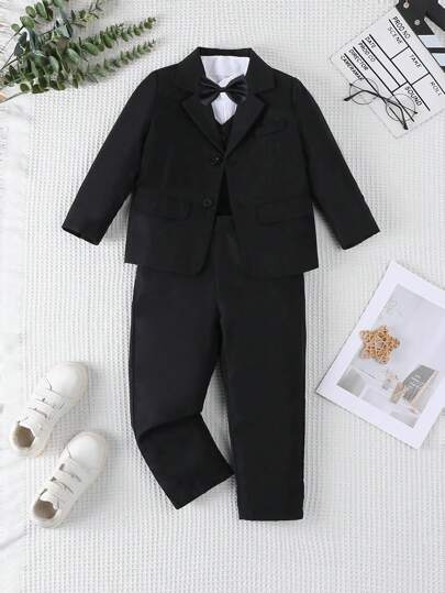 儿童西装套装男童礼服三件套英伦风小西装外套男孩钢琴表演服装帅气