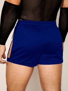 FeverCity 男士串珠织带修身短裤，夏季 - 黑色 - 查看 2