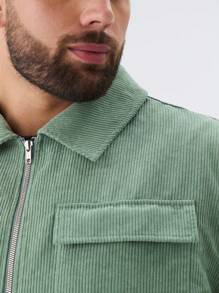 Manfinity NXTstreet Plus Size Men's Casual Printed Bear Pattern Loose Fit Drop Shoulder Turndown Collar Long Sleeve Jacket, Suitable For Spring-Autumn