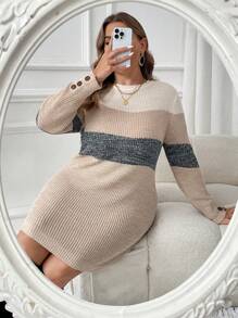 SHEIN LUNE Áo len mùa thu cổ cao rộng rãi, tay khoét sâu, chi tiết nối bên hông, màu trắng, ấm áp, trang phục công sở, trang phục ngày lễ, áo thun đồng quê - Nhiều màu - Xem 1