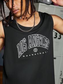 Sport MetroGents Boyfriend Style Men Letter Graphic Sports Tank Top Workout Tops Tank Top Pack - Black - View 5