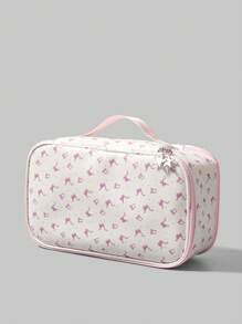 ROMWE Kawaii Cartoon Pink Cherry Large Capacity Portable Makeup Bag For Women - Multicolor - View 3