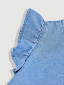 SHEIN Top de Denim Azul para Meninas Jovens