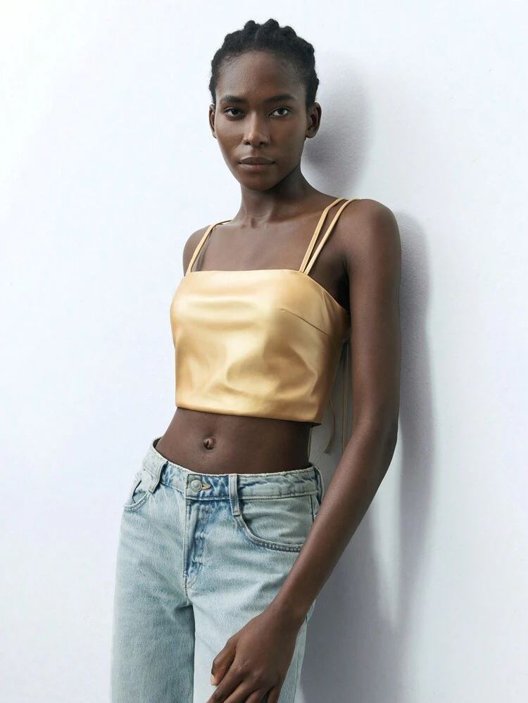 SHEIN Maija Women's Solid Color Simple Casual Spaghetti Strap Tank Top For Summer