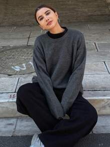 DAZY Casual Round Neck Women Knitted Sweater