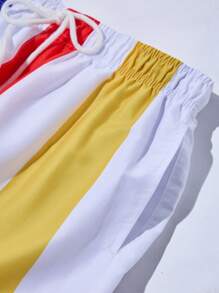 Manfinity Men's Drawstring Stripe Design Fashion Suitable For Holiday Beach Pants - Multicolor - View 6