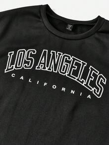 Flirla Plus Size 3-Piece Set, Sweatshirt Suit, Casual Sports Style, Versatile, Round Neck Long Sleeve Sweatshirt, Sweatpants, Long Pants & Shorts Multi-Piece Set - Black - View 7