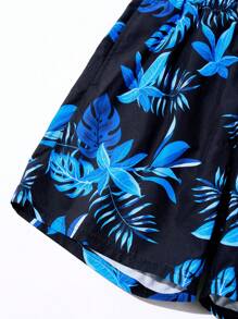 Manfinity Swimmode Men's Botanical Print Beach Shorts - Blue - View 3