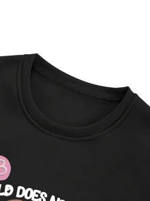 Manfinity Roghcode Men's Food & Letter Print Casual Pullover Sweatshirt - Black - View 4