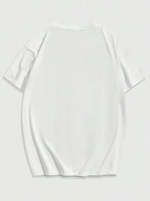 ROMWE MEN Cyber Luvr Áo thun cotton họa tiết chữ & hình Y2k dành cho nam - trắng - Xem 2