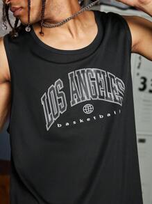 Sport MetroGents Boyfriend Style Men Letter Graphic Sports Tank Top Workout Tops Tank Top Pack - Black - View 6