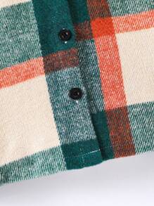 年轻男孩休闲美式领羊毛夹克，格子图案，前口袋，可调节袖口，舒适耐用，适合日常穿着，适合秋冬季